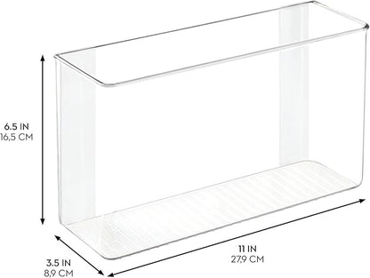 iDesign AFFIXX Plastic Wall Mount Organizer for Kitchen Bathroom, Office, Bedroom, Garage, Craft Room, 3.5" x 11" x 6.5", Clear | For Kitchen, Bathroom, Office, Bedroom, Garage, Craft Room