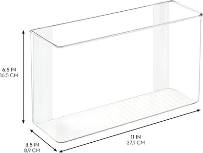 iDesign Adhesive Organizer Bin - Damage-Free Hanging for Kitchen, Bathroom, or Office - Set of 4 - Clear