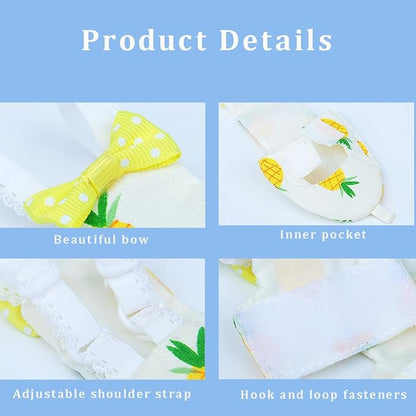 Bird Clothes, 4-Pack Reusable Bird Diapers with Adjustable Strap for Small and Medium Parrots, Cockatiels, Lovebirds, Parakeets (M)