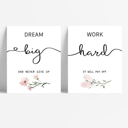 Inspirational Wall Art for Bedroom, Motivational Office Wall Art Decor, Framed Canvas Wall Art for Women, Girls, Positive Affirmations Quotes Prints, Set of 6PCS, 8"x10", FRAMED
