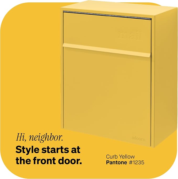 Adoorn Lockable Wall Mount Mailboxes for Outside - Large Anti-Theft Locking Mailbox for Letters - Weatherproof Construction - Durable Steel - 18.5" H x 15" L x 7.5" D - Curb Yellow