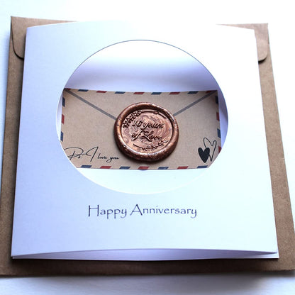 Camellia Bees 16th Wedding Anniversary Card for Wife Husband - Handmade Wax Anniversary Greeting Card for Him Her Couple - Happy 16 Years Love Card with Envelope (16th)