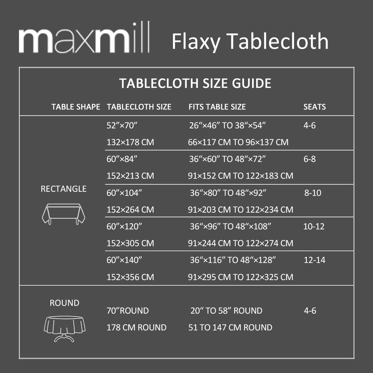 maxmill Flaxy Faux Linen Table Cloth with 2-Tone Slubby Texture Wrinkle Free Anti-Shrink Soft Tablecloth for Kitchen Dining Tabletop Outdoor and Indoor Use Rectangle 60 x 104 Inch Light Gray