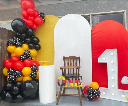 HKYOOD 175Pcs Red Yellow Black Balloon Garland Arch Kit - Cartoon Mouse Theme Party Decorations with 18 12 10 5 Different Sizes Party Balloons for Birthday Anniversary Baby Shower Backdrop Decorations
