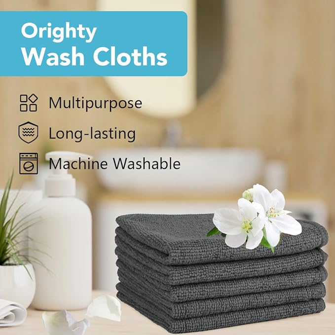 Orighty Wash Cloths Bulk Towels Set 200 Pack, Highly Absorbent and Soft Feel