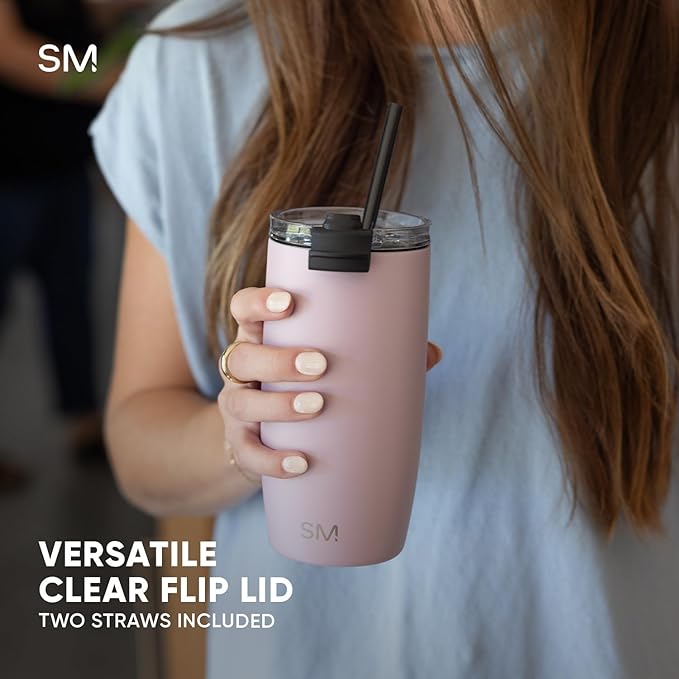 Simple Modern Voyager Tumbler with Flip Lid | Travel Coffee Mug | Insulated Stainless Steel Cold Brew Iced or Hot Coffee Cup | Gifts for Women Men Her Him | 12oz, Coconut Pearl