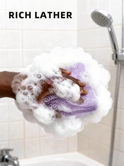 Cleangor 2Pcs African Net Sponge Authentic with Knots - Exfoliating Body | Scrubber for All Skin Types, African Bath Sponge, Wash Cloth, Gentle Exfoliation Shower Rag for Women Daily Use
