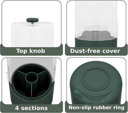 Toothbrush Holder with Cover 360 Rotating 4 Compartments Bathroom Toothpaste