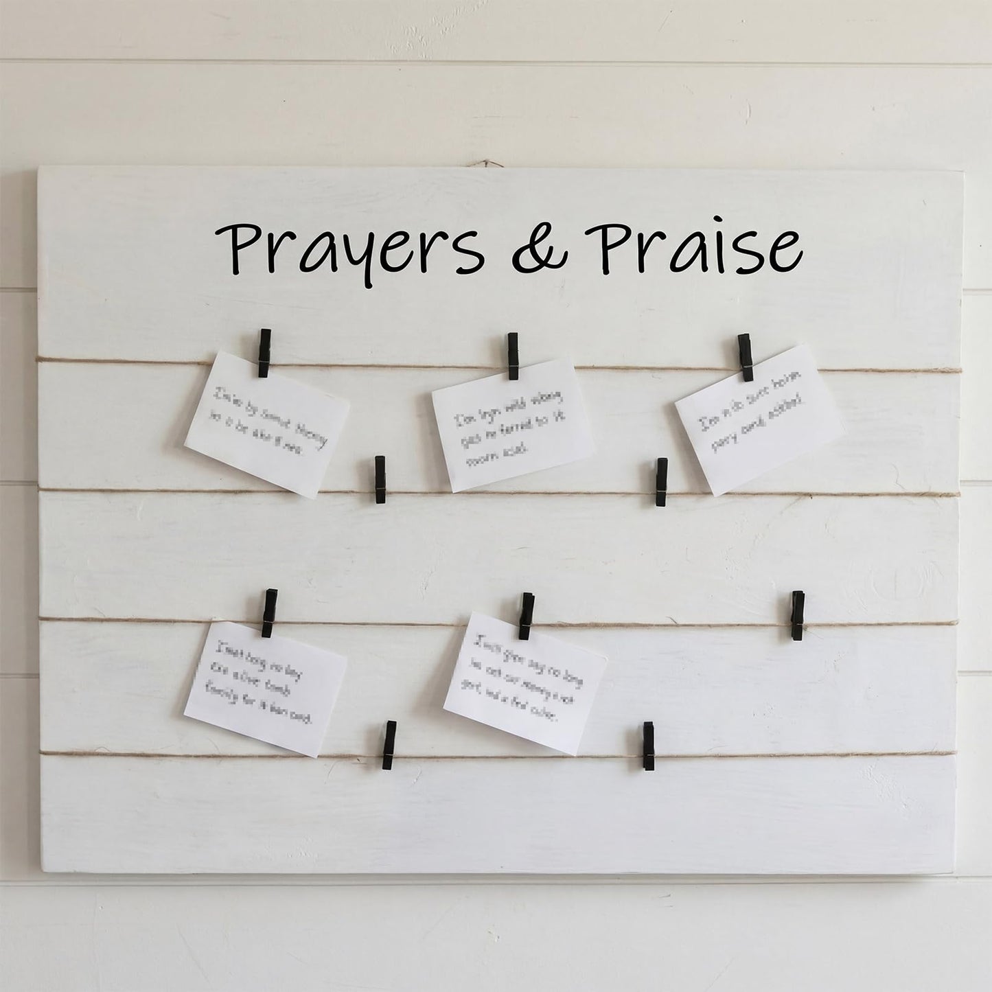Threehoney Wooden Prayers Board for Wall Decor, 11 x 16 Inch Christian War Room Sign Religious Board with Black Clips Faith Bible Verse Decor for Home Church Wedding(Prayers and Praise)