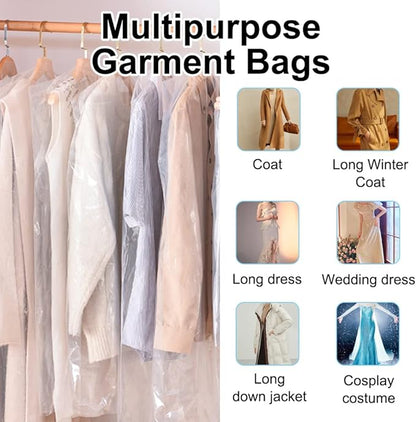 BEISHIDA 50PCS 60 Inch Plastic Garment Bag-Plastic Clear Dry Cleaner Laundry