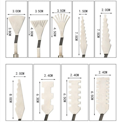 Jowoart 9 Pcs Flower Art Scraper Texture Knife Art Palette Knife Special-shaped Scraper Oil Painting Acrylic Paint Tool for Art Students