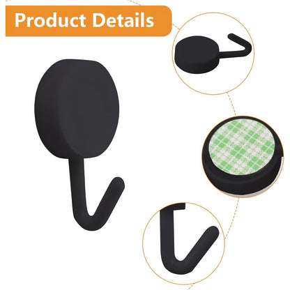 MOROBOR Self Adhesive Hooks, 60pcs Heavy Duty Plastic Hooks Wall Key Hook Holders Stocking Holder for Home Kitchen Bathroom Office Door (Black)