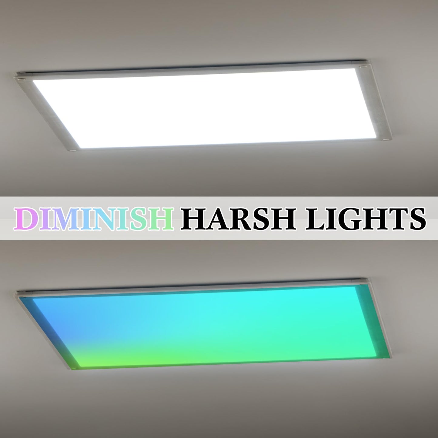 VIHOSE 6 Pcs Fluorescent Light Covers for Ceiling Lights Classroom Magnetic Light Covers Classroom Filters Office School Drop Ceiling, 4 x 2 ft(Neon)