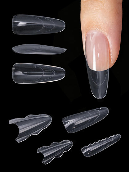 Klimonla Sandwich Dual Nail Forms Professional Sandwich Dual Forms-240Pcs Long Stiletto Nail Mold for Fast Extension,15 Sizes Reusable Salon Manicure Tools (240pcs F50s)