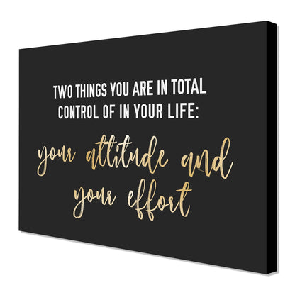 WOWGOOMO Entrepreneur Motivational Canvas Wall Art Inspirational Quotes Wall Art Control Your Attitude and Effert Canvas Print Framed for Home Office Workplace Classroom Bedroom Wall Decor 12"x16"