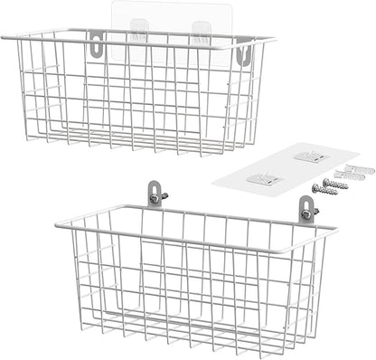 MaraFansie Hanging Kitchen Baskets Wire Storage Basket Adhesive and Screws