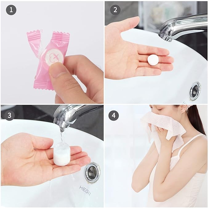 Classycoo Compressed Towel 200 PCS Mini Tablets Disposable Portable Face Towel