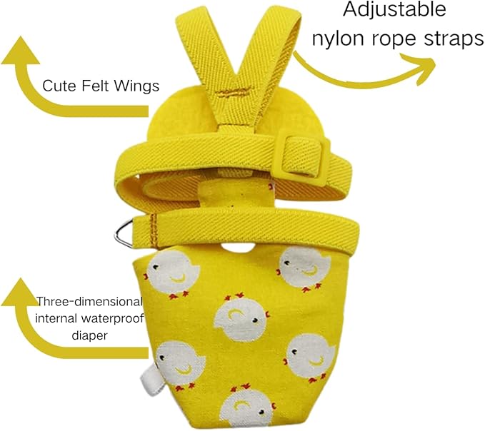 Adjustable Bird Diaper Harness Flight Suit Clothes with 80 Inch Flying Leash Rope for Parrots Conure Cockatiel (Yellow,Pigeon)