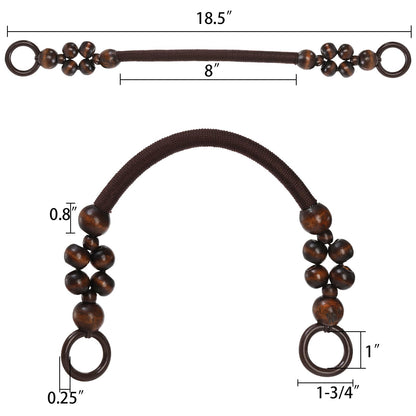 Jucoan 8 PCS Wooden Beaded Purse Handles, 4 Colors Rustic Bead Purse Strap Handles Replacement, 18.5 Inch Nylon Bag Handles with Beads and Rope for Summer Beach Bag Macrame Crochet Bag DIY Supplies
