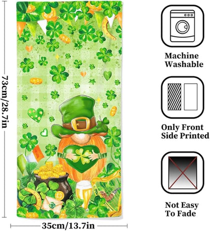 St Patrick's Day Hand Towels, 2 Packs Clover Leaves Spring Bathroom Hand Towels