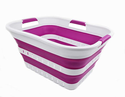 SAMMART 30L Collapsible 3 Handled Plastic Laundry Basket