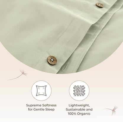 100% Organic Cotton Duvet Cover King Size - Naturally Soft Lightweight & Cooling Duvet Cover Set with Decorative Shams - Premium GOTS Certified 300 Thread Count Sateen Weave (Pastel Green, King)