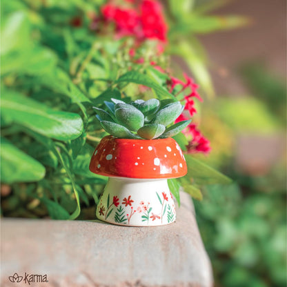 Karma, Shaped Succulent Pot, Faux Mini Ceramic Pot for Office & Home Decor - Rainbow