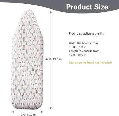 SheeChung Ironing Board Cover and Pad 15"x49", Cotton Cover and Thick Padding