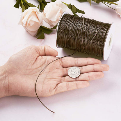 200 Yards Coffee Korean Waxed Polyester Cord Threads Braided Beading Cords Necklace Bracelet Wire String 1mm with Spool for Sewing Jewelry Making Macrame Supplies