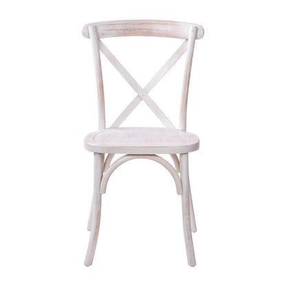 Merrick Lane Bardstown X-Back Bistro Style Wooden Dining Chair for Kitchens and Dining Rooms, High-Back Wood Stackable Kitchen Chair, Lime Wash