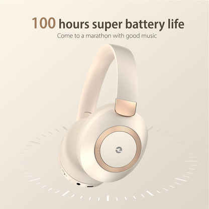 EAORUL Active Noise Cancelling Headphones, 100H Playtime Headphones Wireless Bluetooth, Bluetooth Headphone with Microphone, Over- Ear Wireless Headphone with Deep Bass for Travel