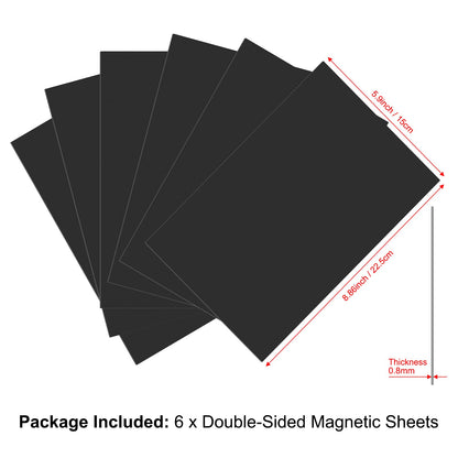 6 PCS 0.8mm Thick Double Sided Strong Magnetic Sheets Flexible Rubber Sheets for Metal Dies Storage and Organize Scrapbooking Tool Craft Supplies Rubber Magnetic Sheets Set