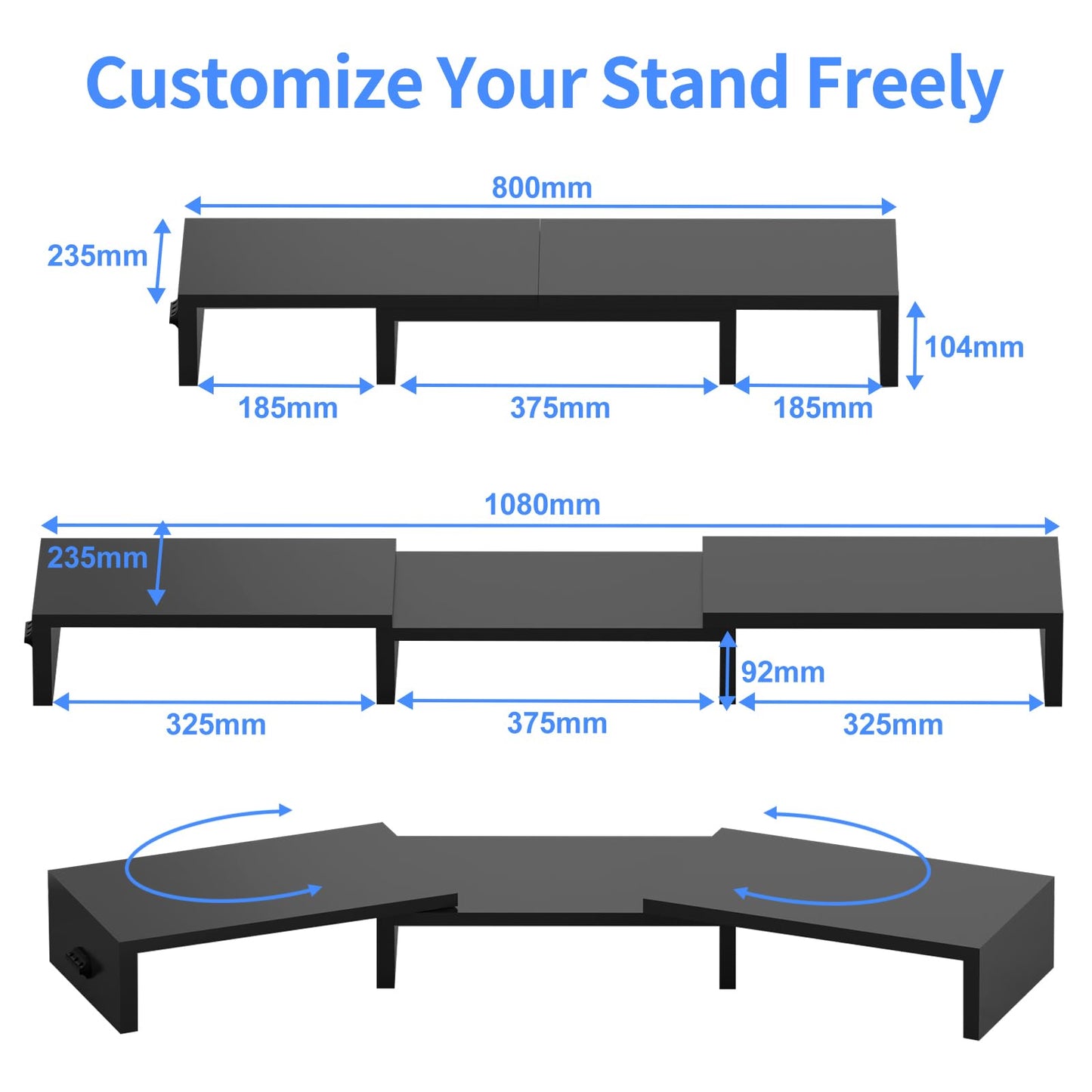 Pholiten Monitor Stand Riser Dual Monitor Stand Riser for 2 Monitors