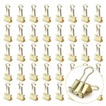 Gold Binder Paper Clips - Small, 3/4 inch Width Clips for Office School Supplies, 80 Pack
