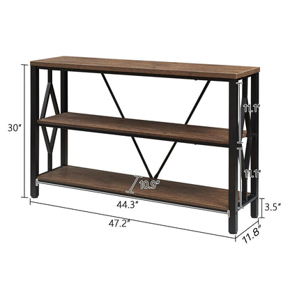 HOMISSUE Sofa Console Table, Rustic Console Table with 3-Tier Storage, Engineered Wood Sofa Tables with Open Shelves, Heavy Duty Entryway Tables for Living Room, Hallway (47 Inch, Rustic Brown)