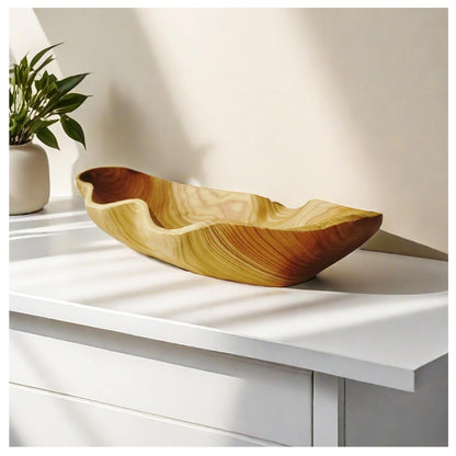 ZOY&TORA Large Handmade Decorative Wooden Dough Bowl, Natural Wood Grain Finish,Kitchen Coffee Dining Table Centerpiece Decor Tray,Farmhouse Style,driftwood bowls