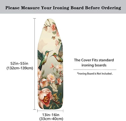 ZDCUSTOM Hummingbird Flower Ironing Board Cover Tabletop Ironing Board Cover