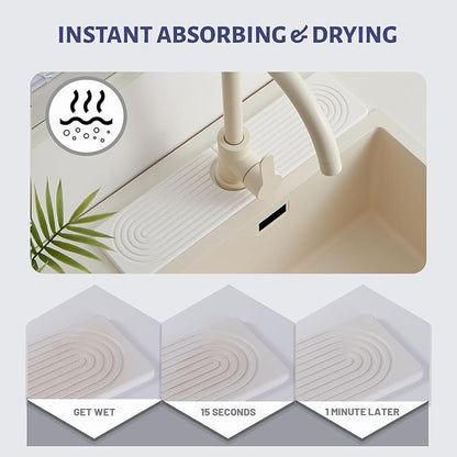 Stone Faucet Mat for Kitchen Sink，Super Absorbent Diatomite Fast Drying Stone