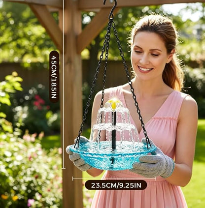 Solar Cascade Hanging Bird Bath Fountain, 2026 New Hanging Bird Bath with Flowing Water for Outdoors Garden Patio Backyard Lawn Decor (Gray)