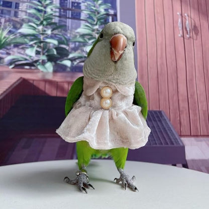 Bird Costume Bird Diaper Flight Suit Parrot Velvet Fleece Skirt Clothes Cosplay Photo Prop for Conure Lovebird Parakeet Cockatiel Macaw Small Animals Apparel (White,X-Small)