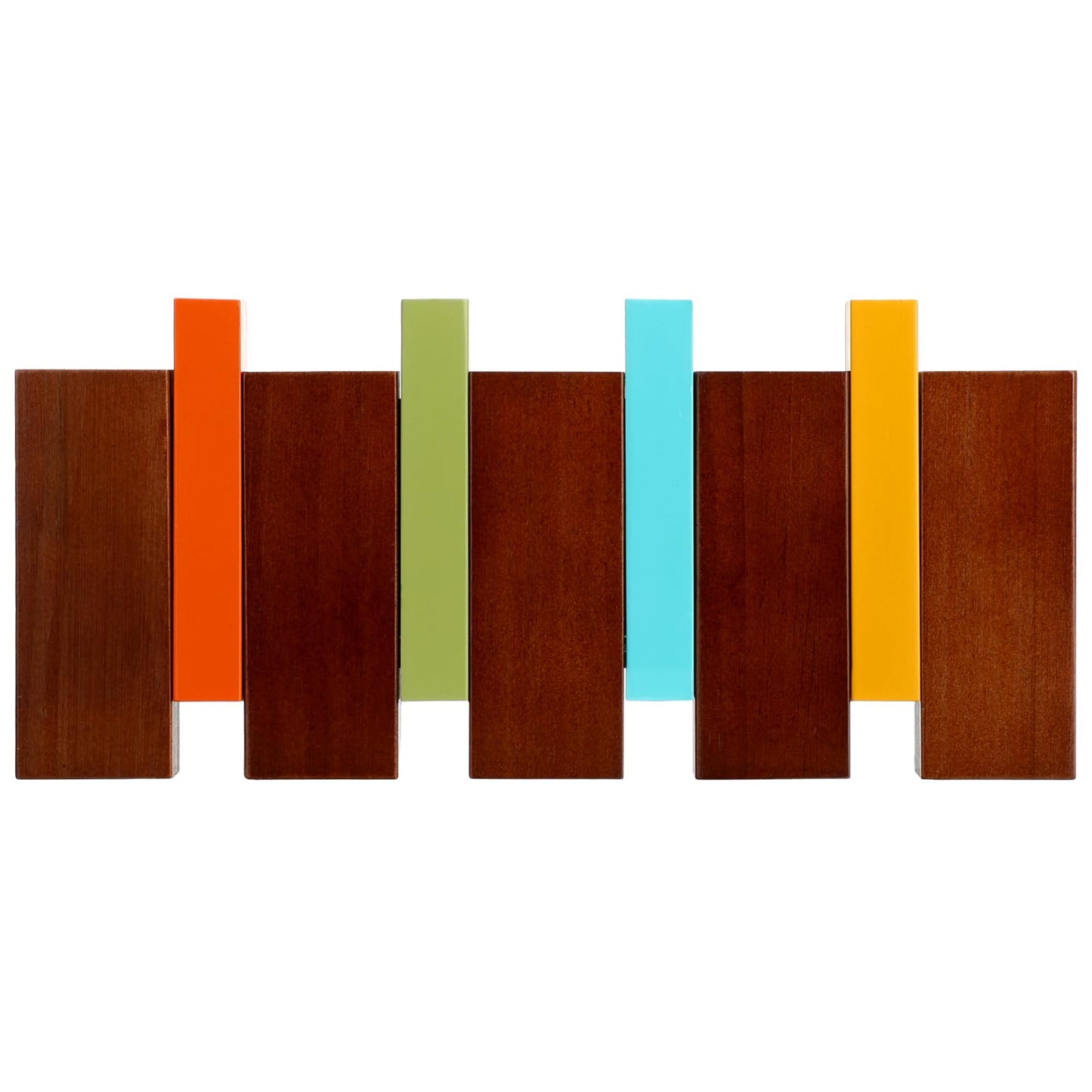 Youyole 4 Hook Mid Century Modern Wooden Coat Hooks Wall Mounted Folding Coat Rack Hanger Colorful Heavy Duty Flip Down Piano Hat Rack for Hanging Coats Keys Hats Robe Towels Home