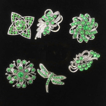 Ezing Lot 24pc Shining Rhinestone Crystal Brooches Pins DIY Wedding Bouquet Kit (F)