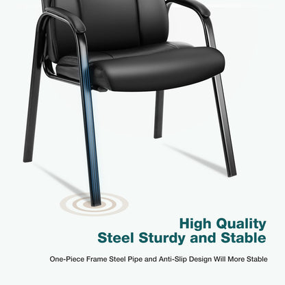 OLIXIS Waiting Room Chair Set of 6, Leather Office Desk Reception Guest Stationary Side Chairs with Padded Arms for Home Conference Lobby Area Meeting Church Medical Clinic Elderly Student