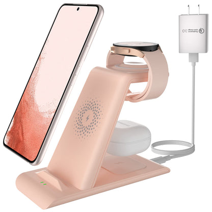 Wireless Charging Station for Samsung Wireless Charger Galaxy Watch 8/7/6/5/4/3 Active 2/1 Stand Galaxy S25 Ultra/S25/S24/S23/S22/S21/Note20/10 Z Fold Flip 7 Galaxy Buds3/2 Pro/Live Multiple Devices