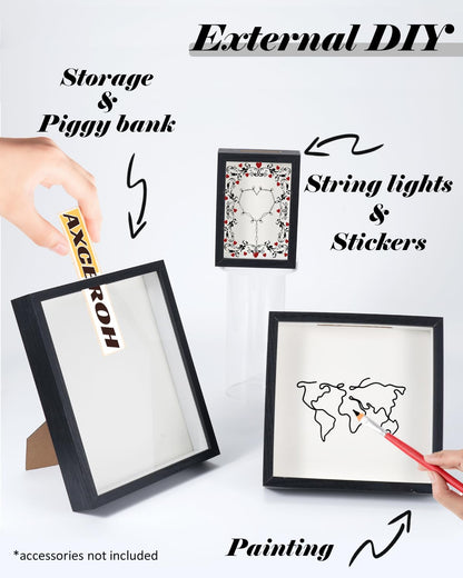 Upgraded 8"x10" Shadow Box Display Frame with Top Slot,MDF and Acrylic Panel, Case for DIY 3D Travel Memorabilia Crafts Tickets Pictures Dry Flowers Awards Medals Shells Piggy Bank, White