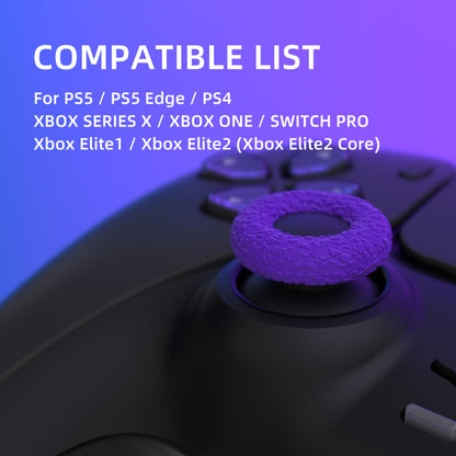 PlayVital 3 Pairs Donut Design Silicone Thumbstick Rings for ps5/4, for Xbox Series X/S, for Xbox One/Elite Series 2 Core, for Switch Pro, Universal Anti Slip Thumb Grips Rings - Red & Blue & Purple