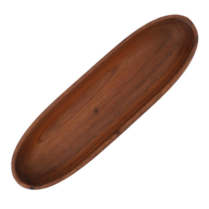 Rengue Wooden Salad Bowl, Serving Bowl Solid Wood for Fruits Snacks Desserts Large Capacity Boat Shaped for Kitchen Table