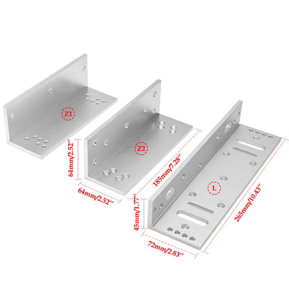 Electromagnetic Lock with Z and L Bracket 1200LBS 500KG Holding Force Electric Magnetic Door Lock 12V Fail Safe NC Mode for Access Control System
