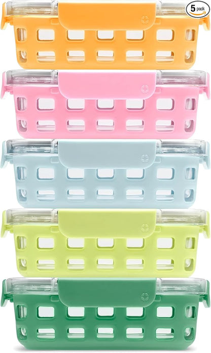 Ello Duraglass 3.4 Cup Meal Prep Sets 10Pc, 5 Pack Set- Glass Food Storage