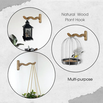 EvenWood Wooden Wall Plant Hanger for Plants - Wood Indoor Plant Hook for Wall Plant, Wind Chimes, Flower Brackets - Durable Bracket Plant Hanger (KO3)